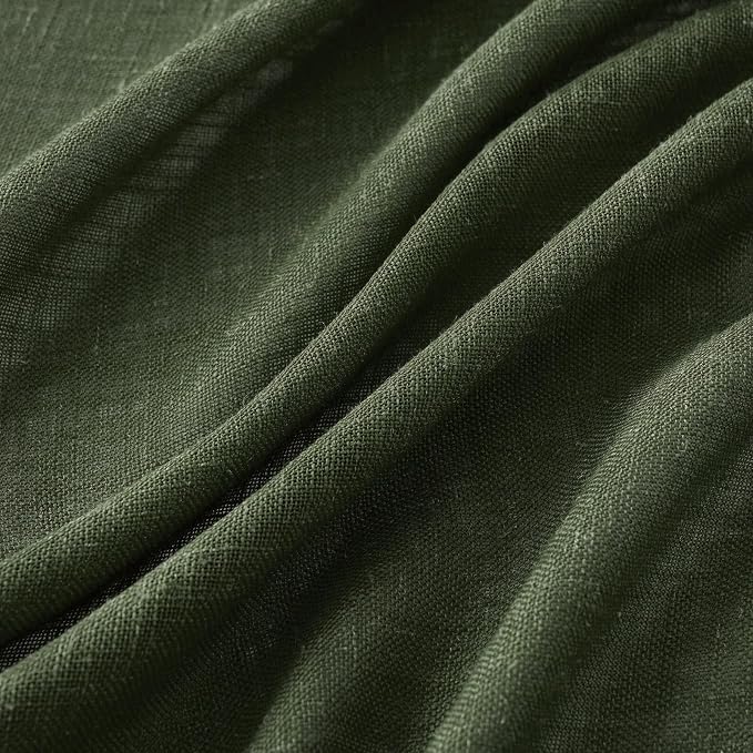 MIULEE Olive Green Linen Curtains 42x63 Inch Length 2 Panels - Image 4