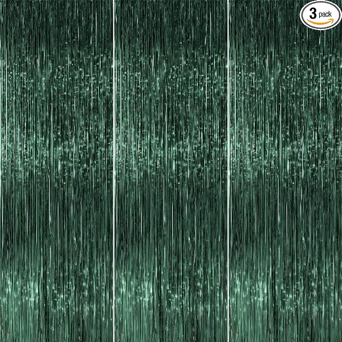 PartyWoo Dark Green Tinsel Foil Fringe Streamers 8.2FT 3pcs Streamer | Dark by PartyWoo