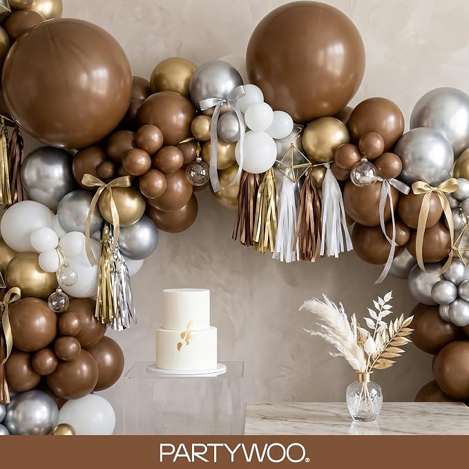 PartyWoo Brown Balloons 152pcs Different Sizes of 18 12 10 5 Inch Boho Neutral - Image 8