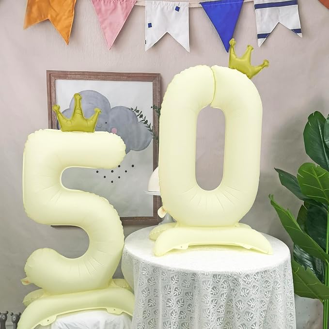 Standing White Crown Number 5 Balloon 40In Retro White Crown 5 Balloon | - Image 6