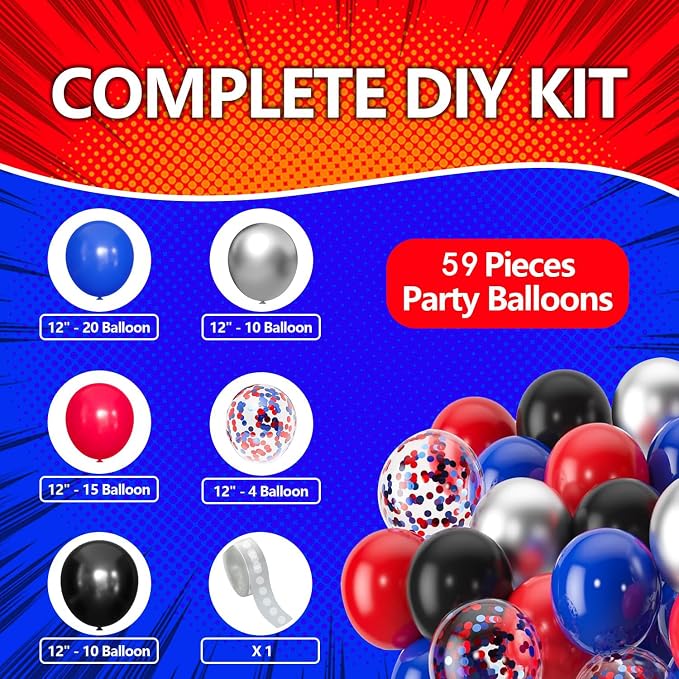 Red Black Blue Balloon Arch Garland Kit Birthday Party Decorations | Hero - Image 3