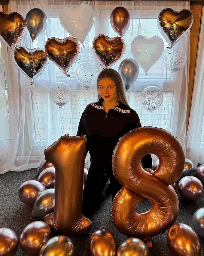 8 Balloon - Brown Birthday Number Balloons, 40 Inch Decorations Men Women | - Image 7