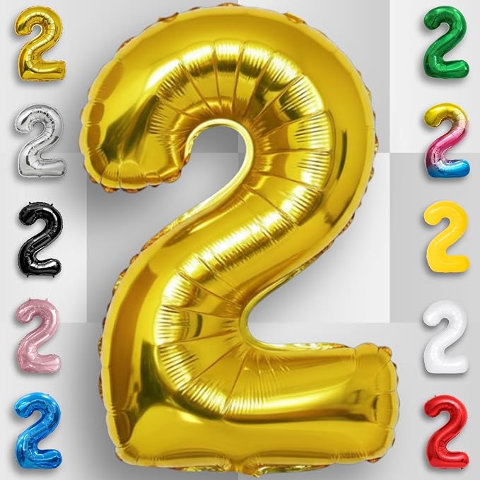 Gold Number Balloon 2 Mylar Foil Balloons 32 inch - Image 3