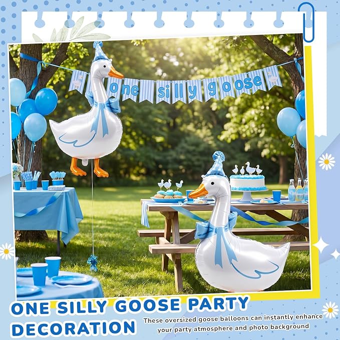 Soulchen 12 Pcs One Silly Goose Balloons Set 33" Giant White Goose Foil Balloons - Image 5