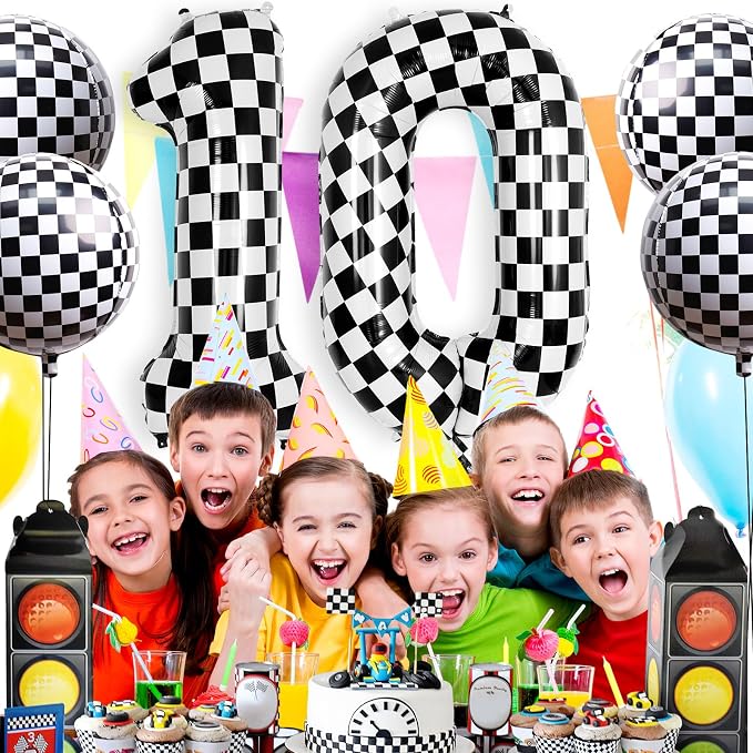 Checkered Number 0 Balloon 40 Inch, Large Foil Black and White Number Balloons - Image 4