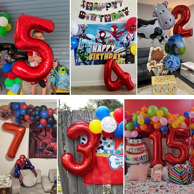40 inch Number Balloon 0-9 Red Large Number 2 Balloons, Digital Balloons - Image 5