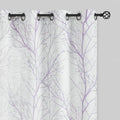 FMFUNCTEX Linen Lilac White Semi Sheer Print Curtains 96 Inch Long 2 Panels | by Fmfunctex