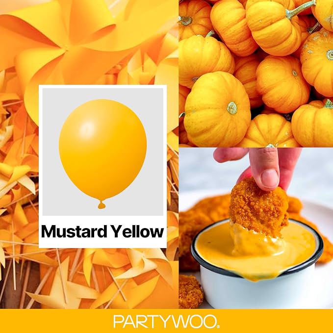 PartyWoo Yellow Mustard Yellow Balloons 127pcs Different Sizes | 36 18 12 10 5 - Image 2
