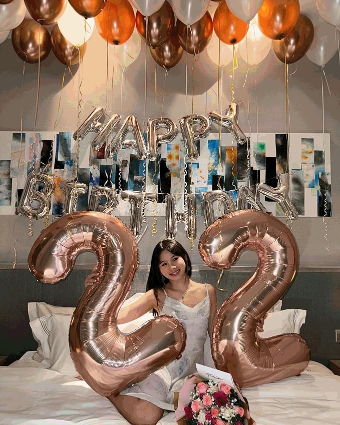 8 Balloon - Rose Gold Birthday Number Balloons, 40 Inch Party Decorations | - Image 9