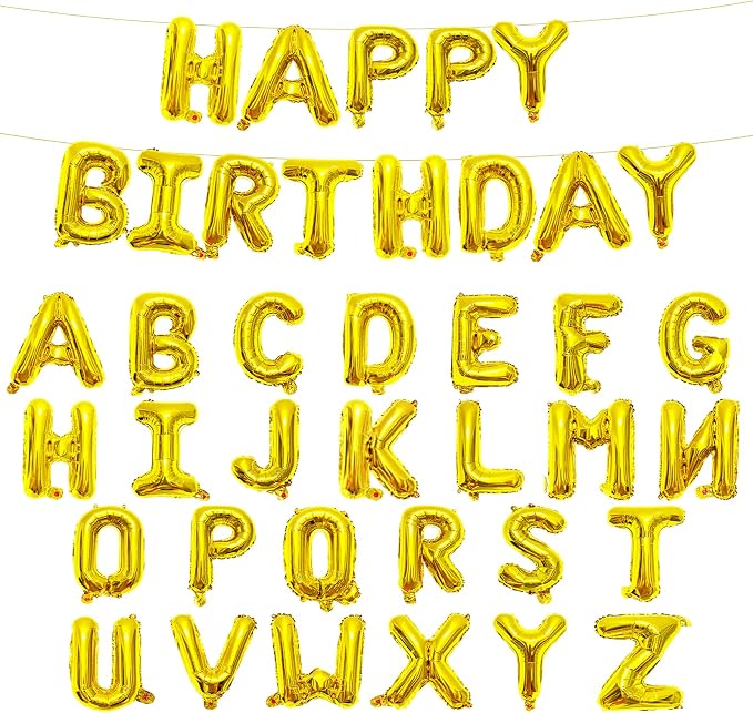 65 Pcs 16 Inches Happy Birthday and 2 Sets A-Z Letter Balloons, DIY Custom by Tedercle