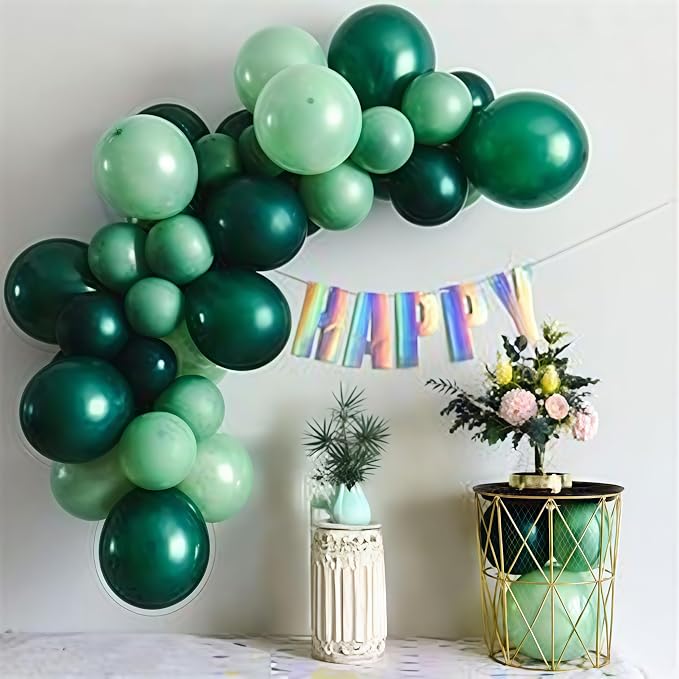 Togvu Green Balloons, 60 Packs 12 Inch Different Shades Dark Emerald Lime - Image 5