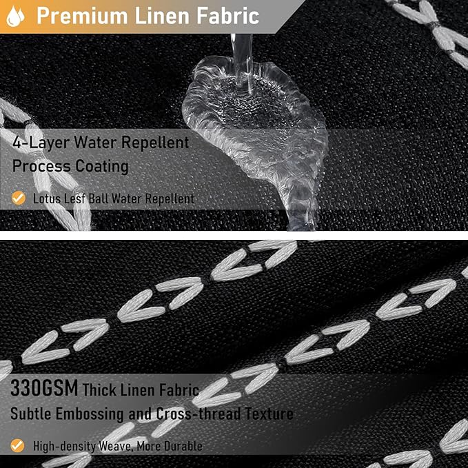 54 x 72 Boho Linen Heavy Duty Cloth Shower Curtain Set, 330GSM Linen Blend - Image 4