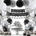 Black and Silver Happy Birthday Party Decorations by HEDUPT