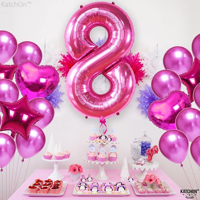 KatchOn Foil Hot Pink 8 Balloon Number - Image 7