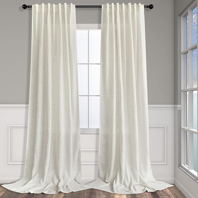 Cream White Linen Curtains 42 Inch Wide by Pitalk