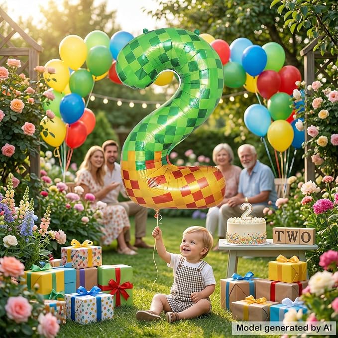 40 Inch Pixelated Number 2 Foil Balloon - Image 6