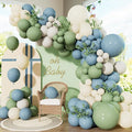 Dusty Blue Sage Green Balloon Arch Kit, Sage Green and White Balloon | 143Pcs by Adeyoo