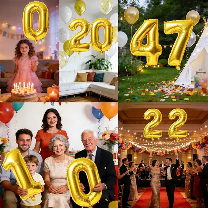 40 Inch Number 47 Balloons for 47th Birthday Party Decorations, 0-100 Gold - Image 7