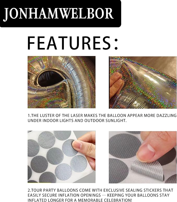Jonhamwelbor 40 Inch Laser Silver Number 3 Balloon Foil Mylar Giant Balloon - Image 4
