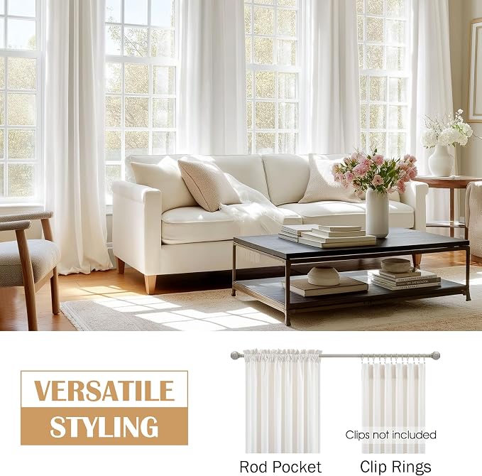 Beauoop Cream Velvet Curtains for Bedroom Living Room 52x90 2 Panels | Soft - Image 2
