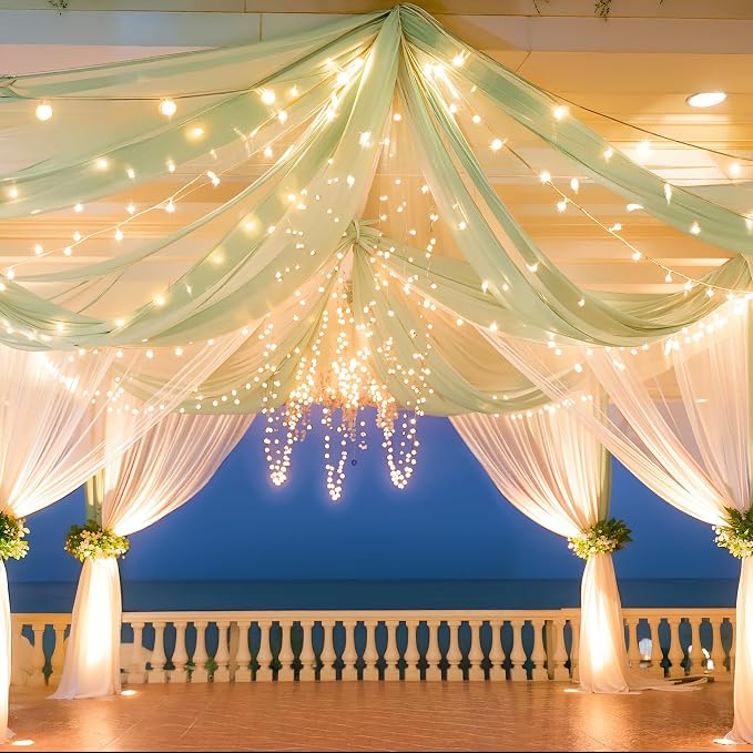 6 Panels Green Ceiling Drapes - Image 7