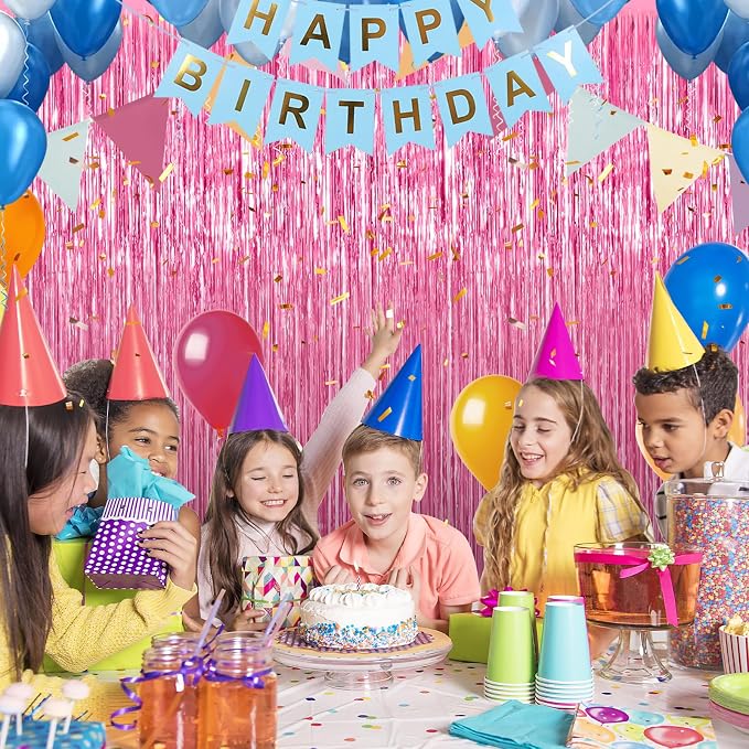 Crosize 2 Pack Pink Party Streamers Backdrop, 3.3 x 9.9 ft | Tinsel Foil Fringe - Image 6