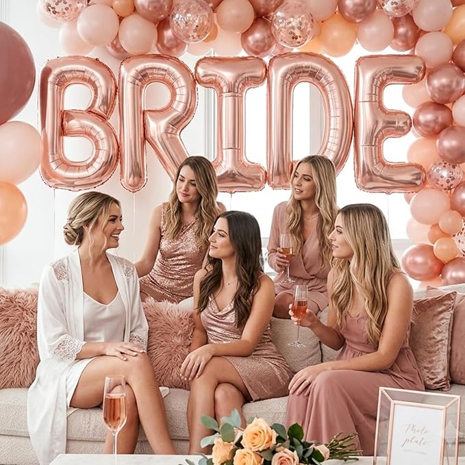 40 Inch BRIDE Balloons Bachelorette Party Decorations, Rose Gold Bride Letter - Image 4