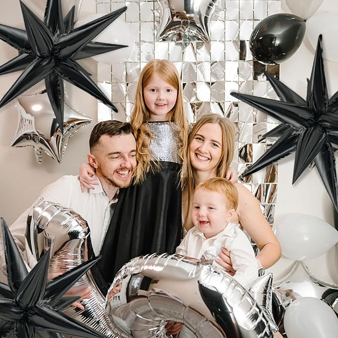 Star Balloons 60Pcs Black Balloon 12 Spike Foil Balloons Explosion Mylar Cone - Image 4