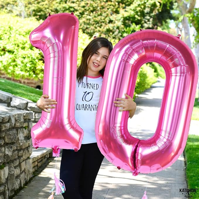 KatchOn Hot Pink 0 Balloon Numbers 40 Inch | Pair 0 Digit To Other Numbers - Image 2