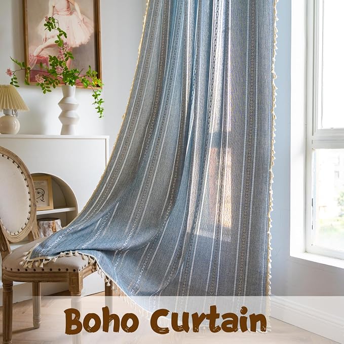 Sutuo Home Boho Curtains for Bedroom Living Room Kitchen, Semi-Blackout French - Image 7