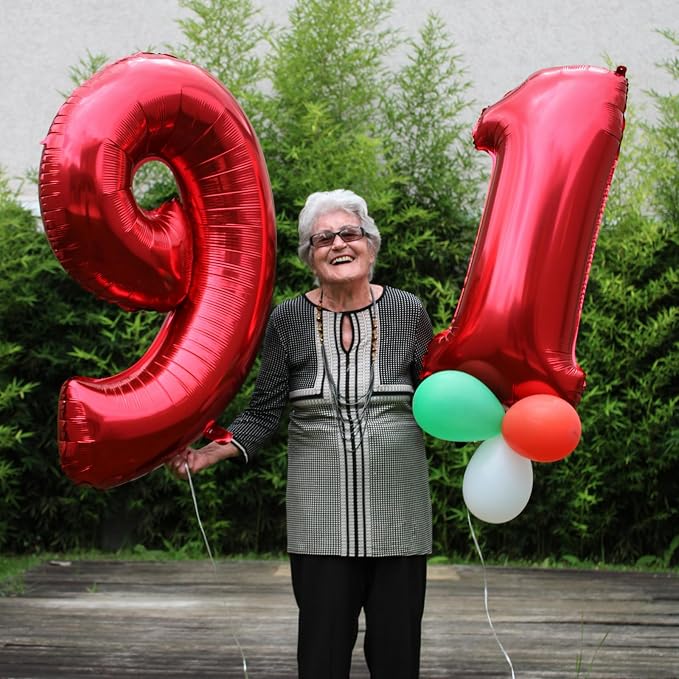 40 Inch Red Number Balloon 0-9, Large Foil Self-Sealing Number 4 Balloon - Image 4