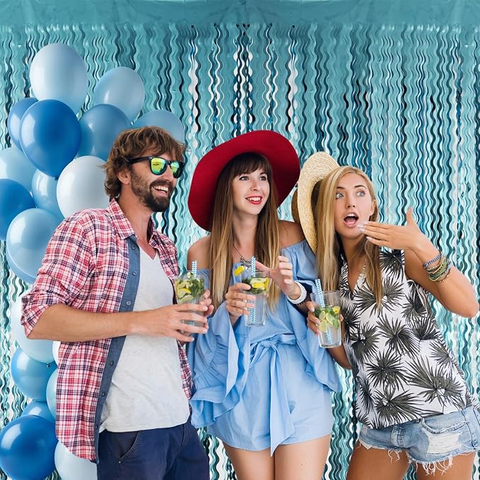 GOER 3.2 ft x 6.5 ft Metallic Tinsel Foil Fringe Curtains Party Photo Backdrop - Image 4