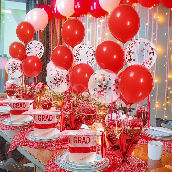4 Set Red Balloon Centerpieces for Tables Red Balloons Stand Kit for Birthday - Image 2
