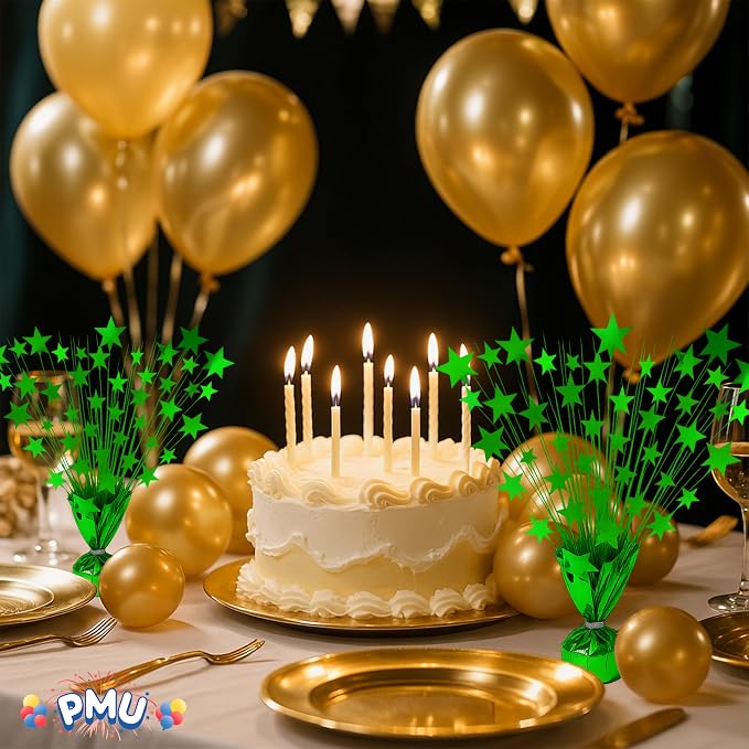 PMU Bursting Star Metallic Foil Spray Centerpiece- Green Balloon Weights - Image 5