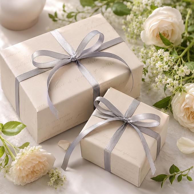 30Yards 3/8In Gray Thin Ribbon for Gift Wrapping Wedding Birthday Holiday | - Image 5