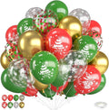 Christmas Balloons, 12 Inch Red Green and Gold Christmas Tree Bell Printed by FEYG