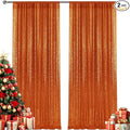 2×8FT-2PCS Orange Sequin Backdrop Curtains Panels, Photography Backdrop Glitter by Pufogu