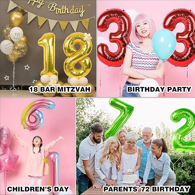 40 inch Number Balloon 0-9 Gold Large Number 16 Balloons, Digital Balloons - Image 7