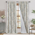 jinchan Gray Floral Linen Curtains Lined 96 Inch Vintage Back Tab 2 Panels | by JINCHAN
