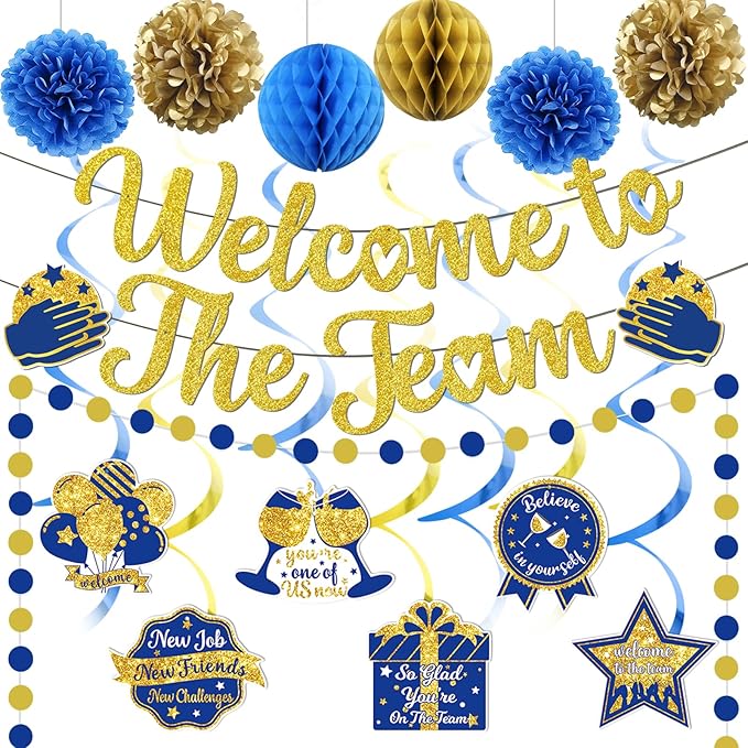 Welcome To The Team Banner Gold, Welcome Banner Circle Dots Garland Hanging by Unknown