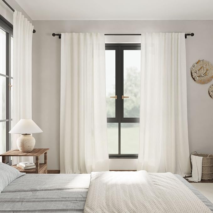 Cream Linen Curtains 80 inch Length - Image 7