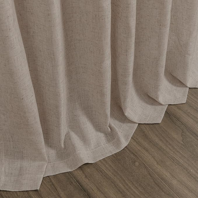 Ecru Linen Curtains for Living Room 105 Inches Long Light Filtering Semi Sheer - Image 8
