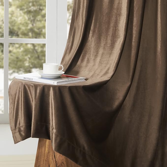 BULBUL Velvet Brown Blackout Curtains 120 inch Long - Image 6