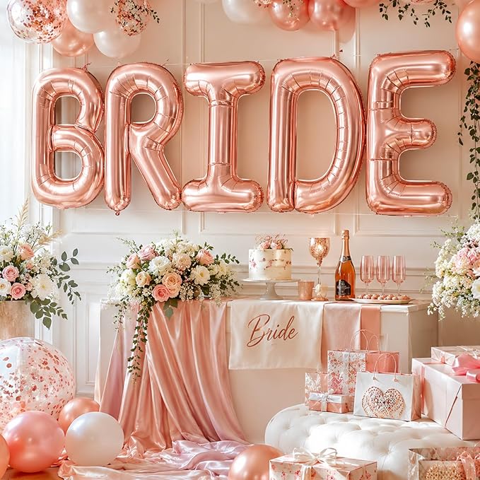 40 Inch BRIDE Balloons Bachelorette Party Decorations, Rose Gold Bride Letter - Image 5