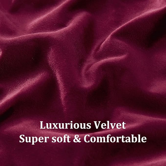 BULBUL Velvet Burgundy Blackout Curtains 90 inch Long - Image 5