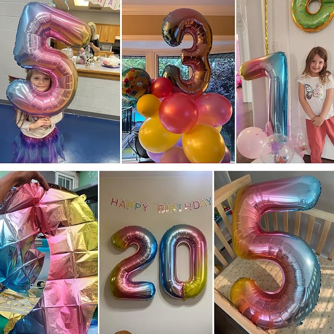 40 Inch Number Balloons 0-9 Rainbow Gradient Large Number 3 Balloons, Digital - Image 9