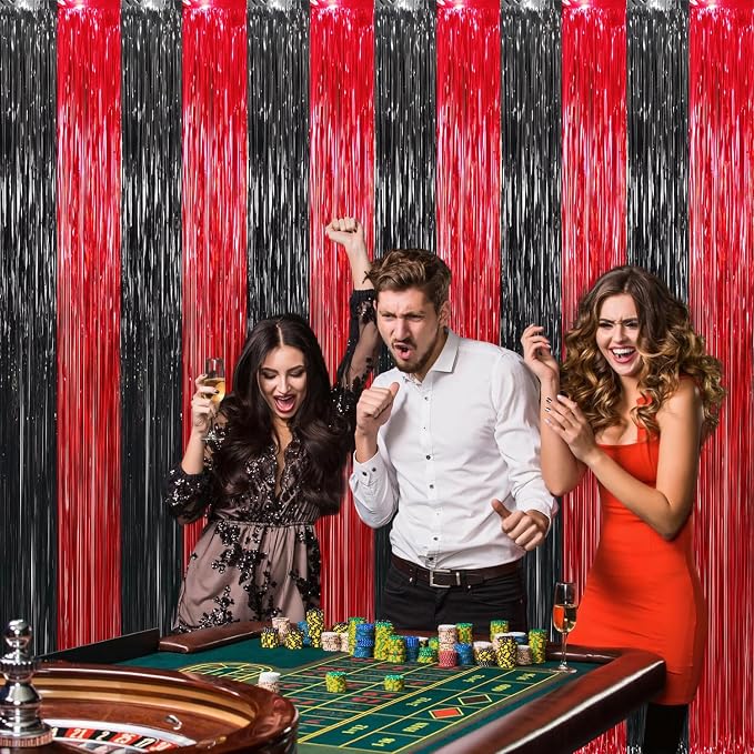 GOER 3.2 ft x8.2 ft Metallic Tinsel Foil Fringe Curtains Party Photo Backdrop - Image 3