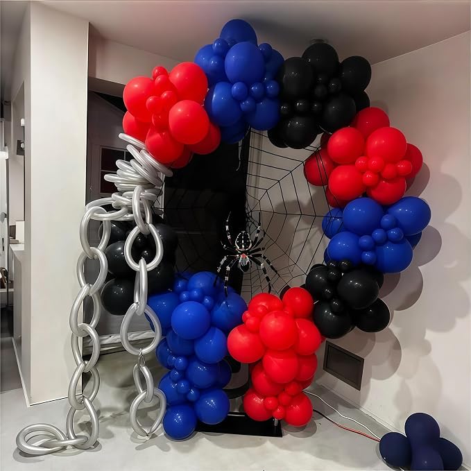 Red Blue Black Balloons, 12 Inch Royal Blue Red Confetti Latex Balloon - Image 5