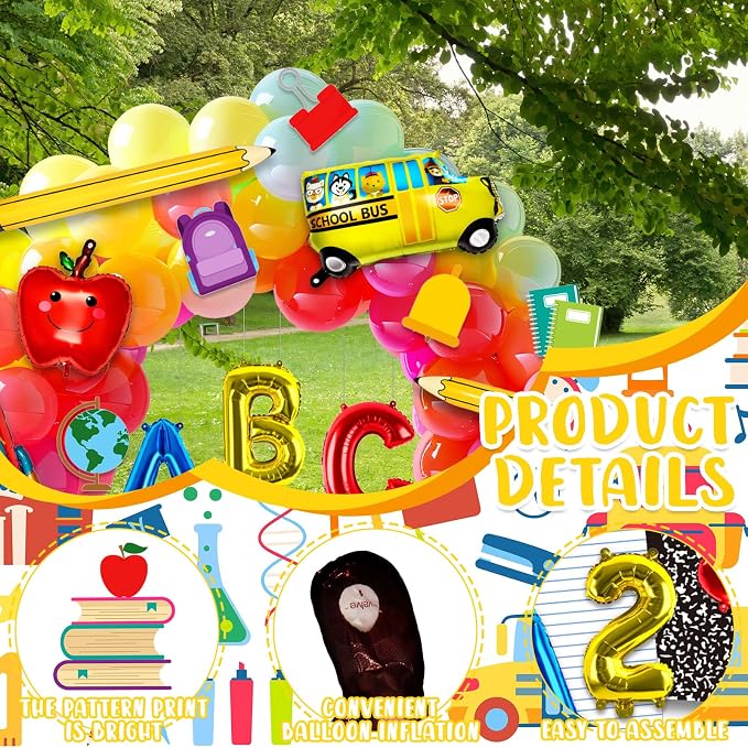 23 Pcs Welcome Back to School Balloons Arch Kit Pencil Crayon Balloon ABC 123 - Image 3