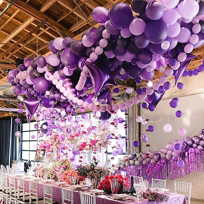 PartyWoo Purple Balloons 140pcs Metallic Purple Balloon Arch Kit | 18 12 10 5 - Image 5